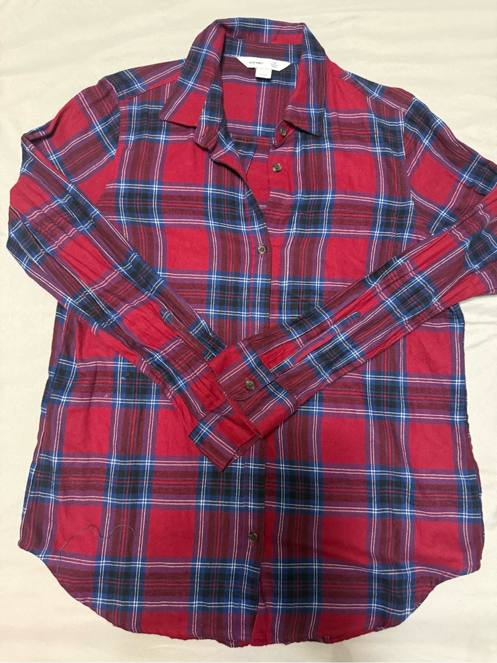 Old Navy Red Plaid Long-Sleeve Button-Down Shirt